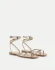 Allegra Metallic Ankle-Wrap Sandal sold by Veronica Beard