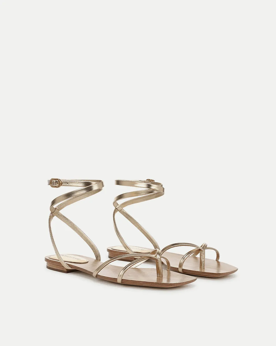 Allegra Metallic Ankle-Wrap Sandal sold by Veronica Beard product image thumbnail 3
