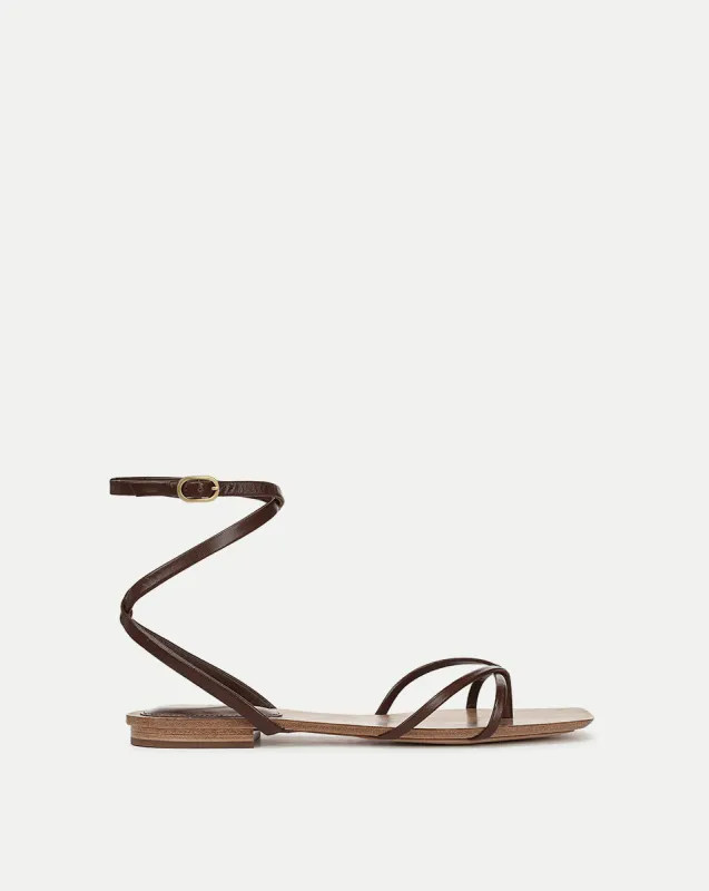 Allegra Leather Ankle-Wrap Sandal sold by Veronica Beard