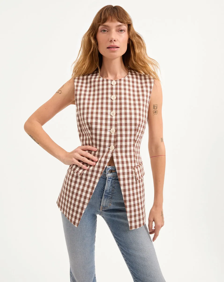 Lois Gingham Seersucker Vest sold by Veronica Beard