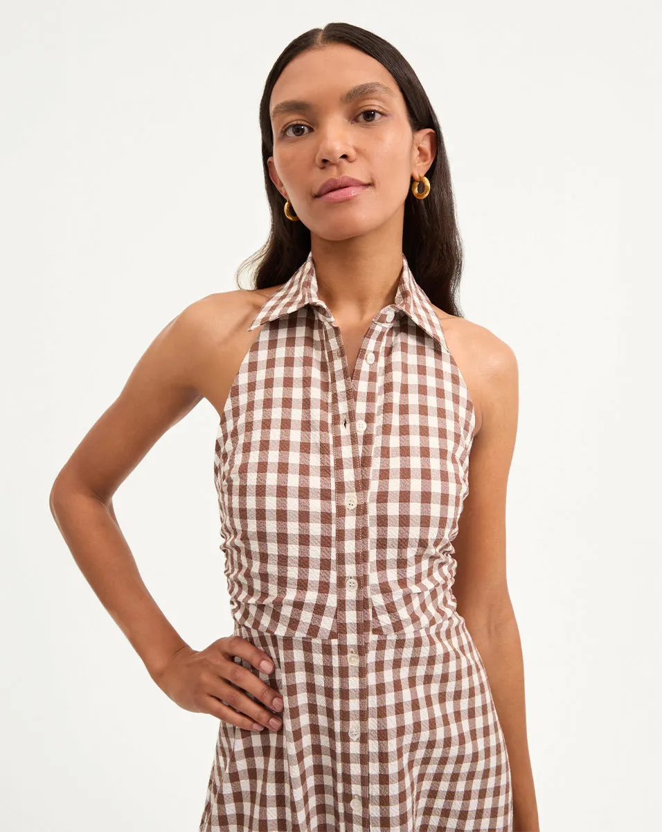 Mackey Gingham Seersucker Halter Dress sold by Veronica Beard product image thumbnail 2