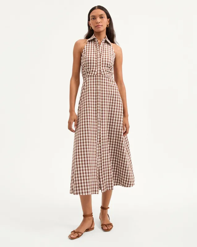 Mackey Gingham Seersucker Halter Dress sold by Veronica Beard