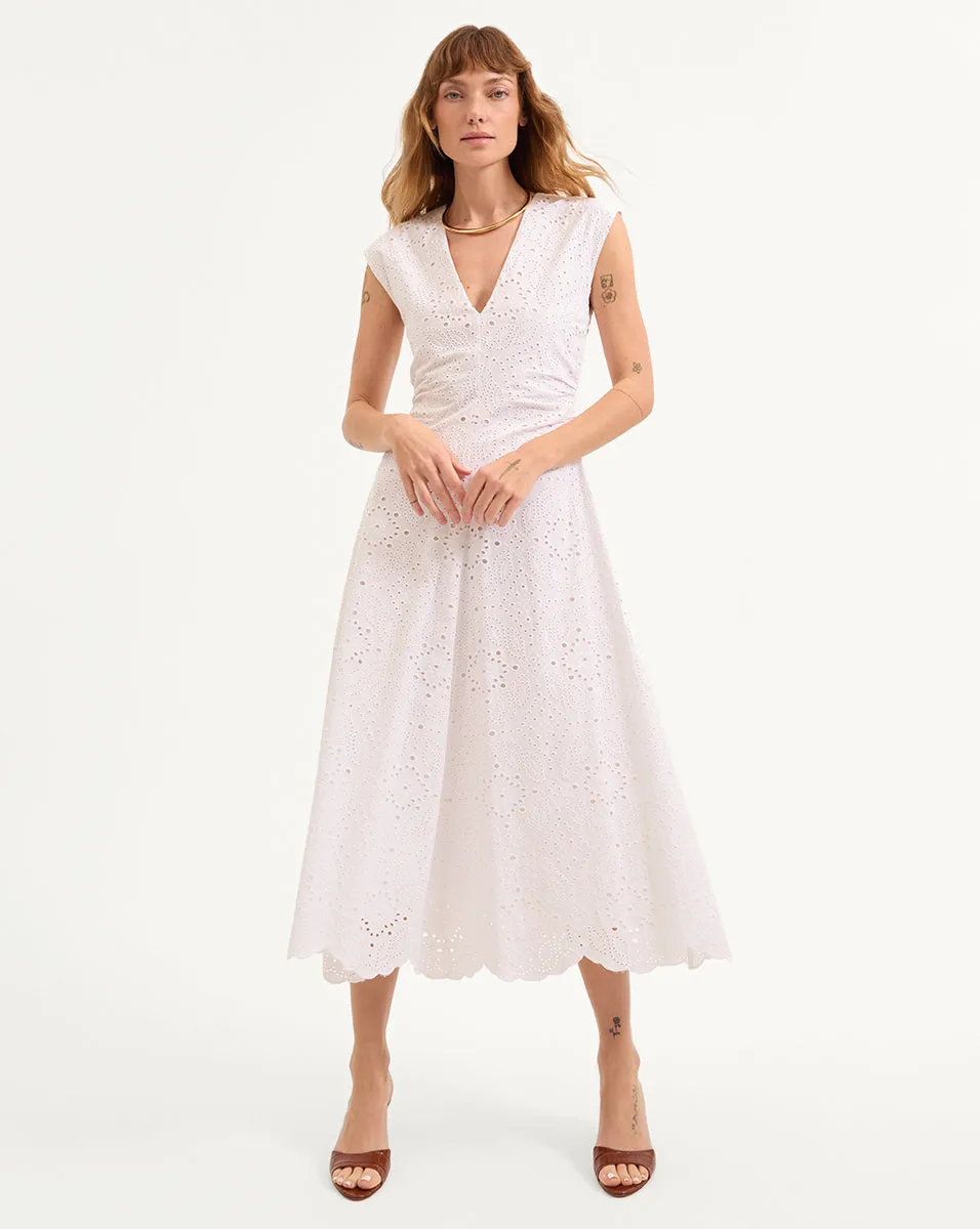 Aven Eyelet Midi Dress sold by Veronica Beard