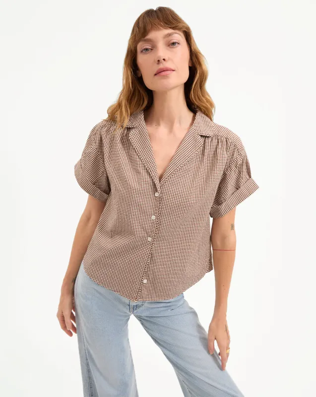 Ilene Gingham Button-Down Shirt sold by Veronica Beard