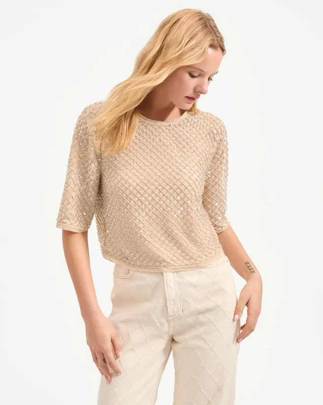 Novalie Beaded Top sold by Veronica Beard