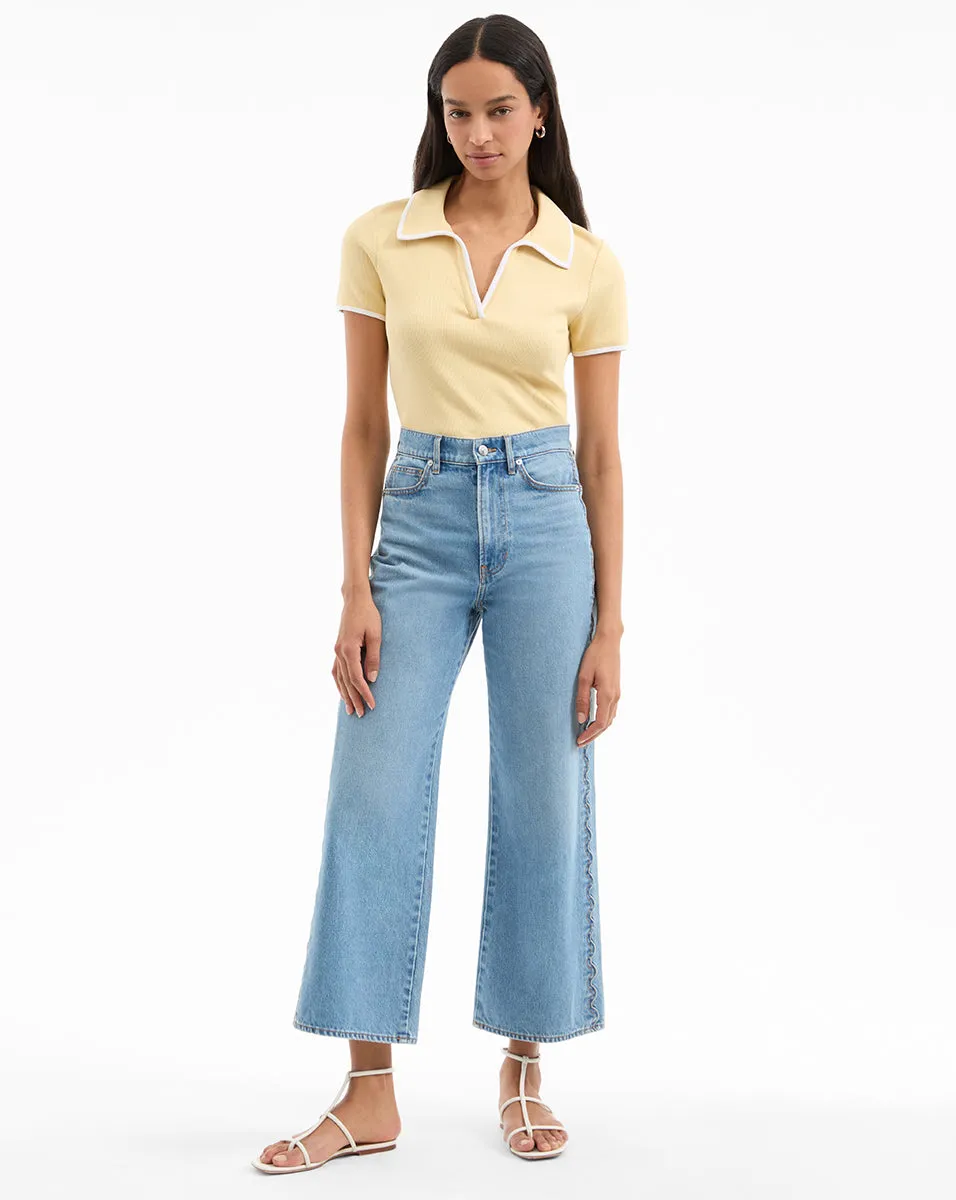 Taylor Scalloped Wide-Leg Jean sold by Veronica Beard