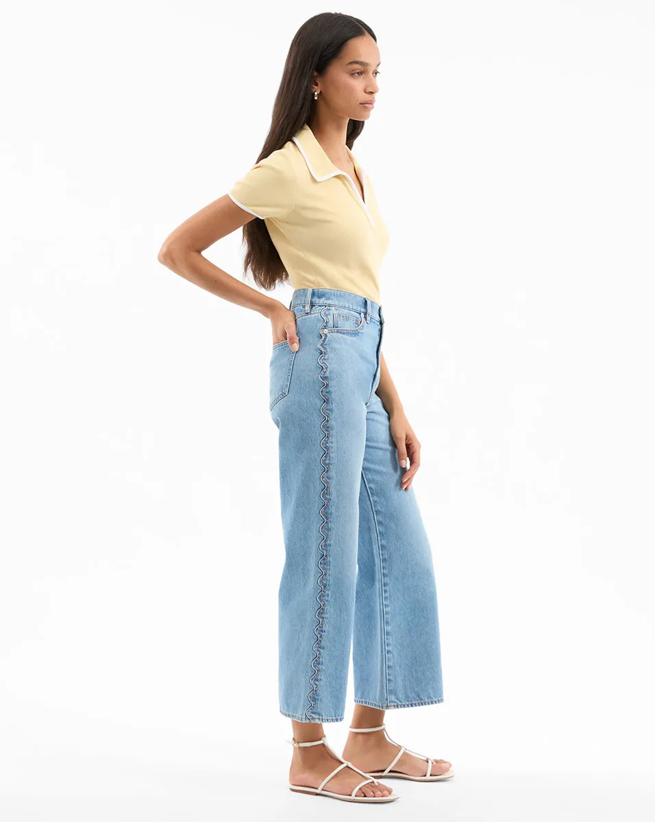 Taylor Scalloped Wide-Leg Jean sold by Veronica Beard product image thumbnail 3