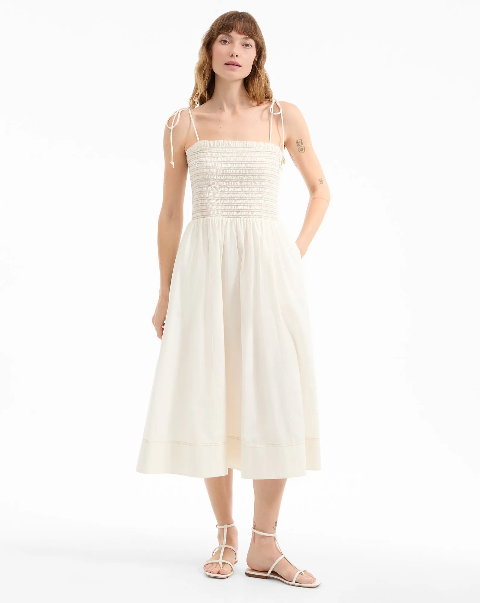 Kaela Smocked Midi Dress sold by Veronica Beard