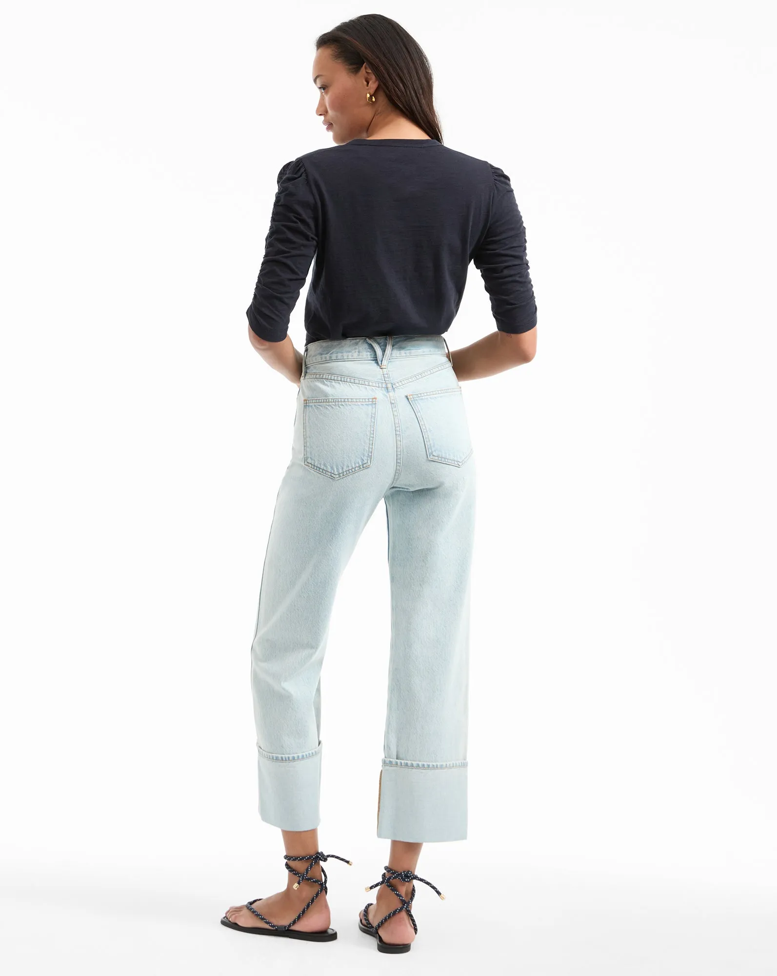 Waldorf Ruched-Sleeve Slub T-Shirt sold by Veronica Beard product image thumbnail 4