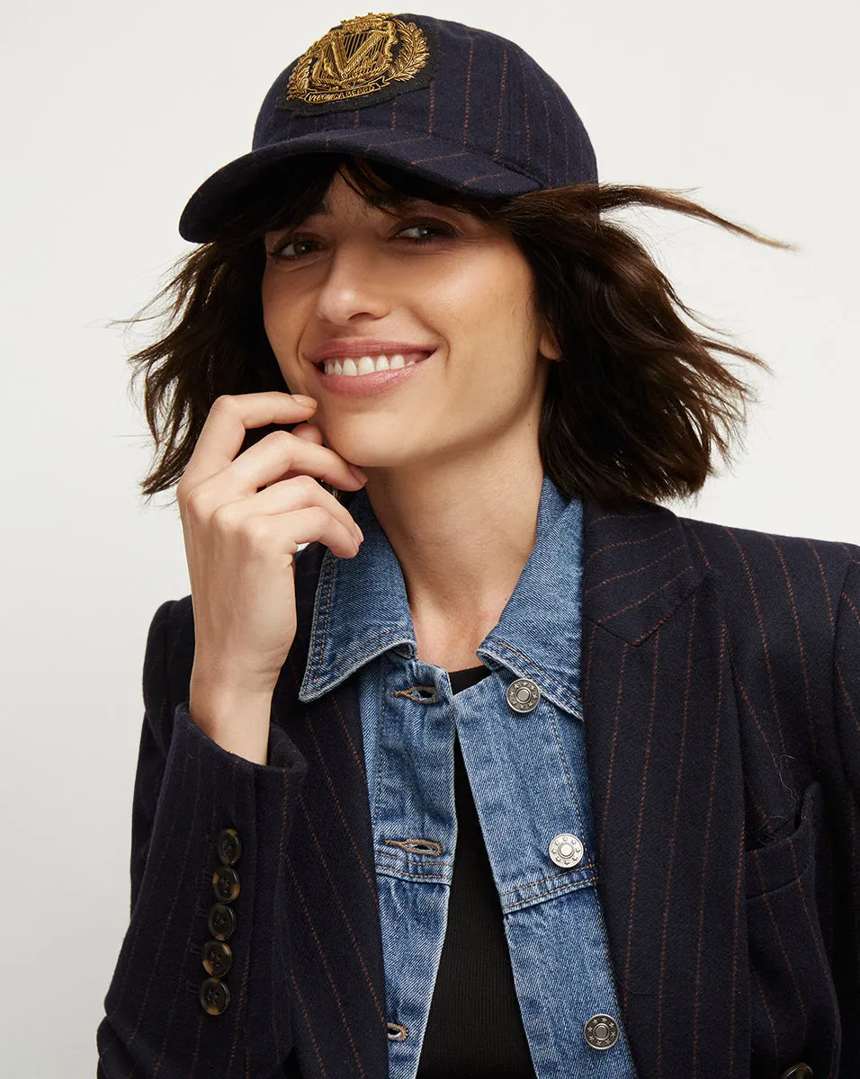 Pinstriped Wool Baseball Cap | Logo Crest sold by Veronica Beard product image thumbnail 2