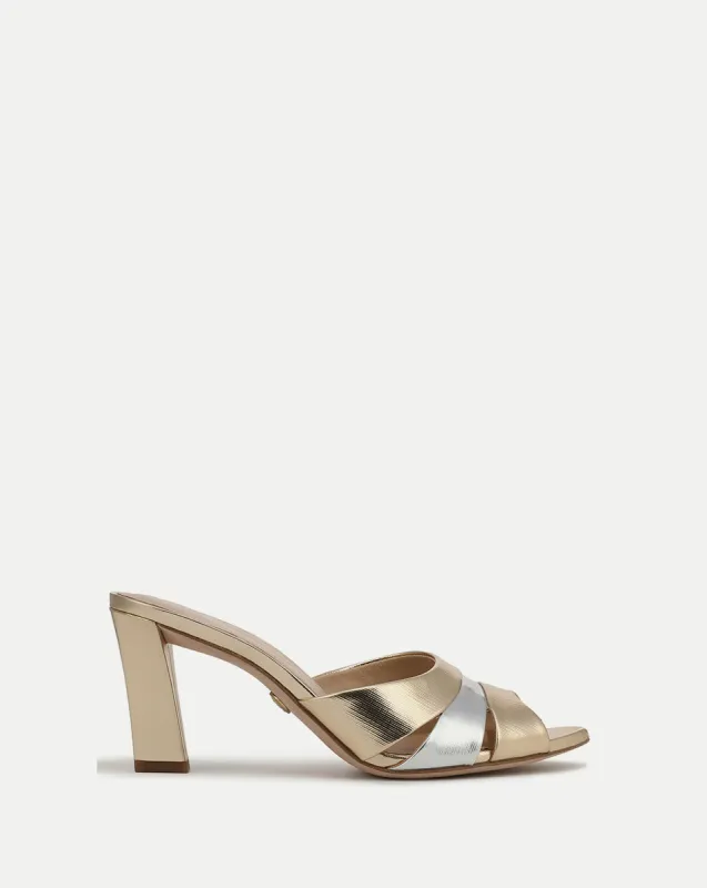 Cassiel Metallic Slide Sandal sold by Veronica Beard