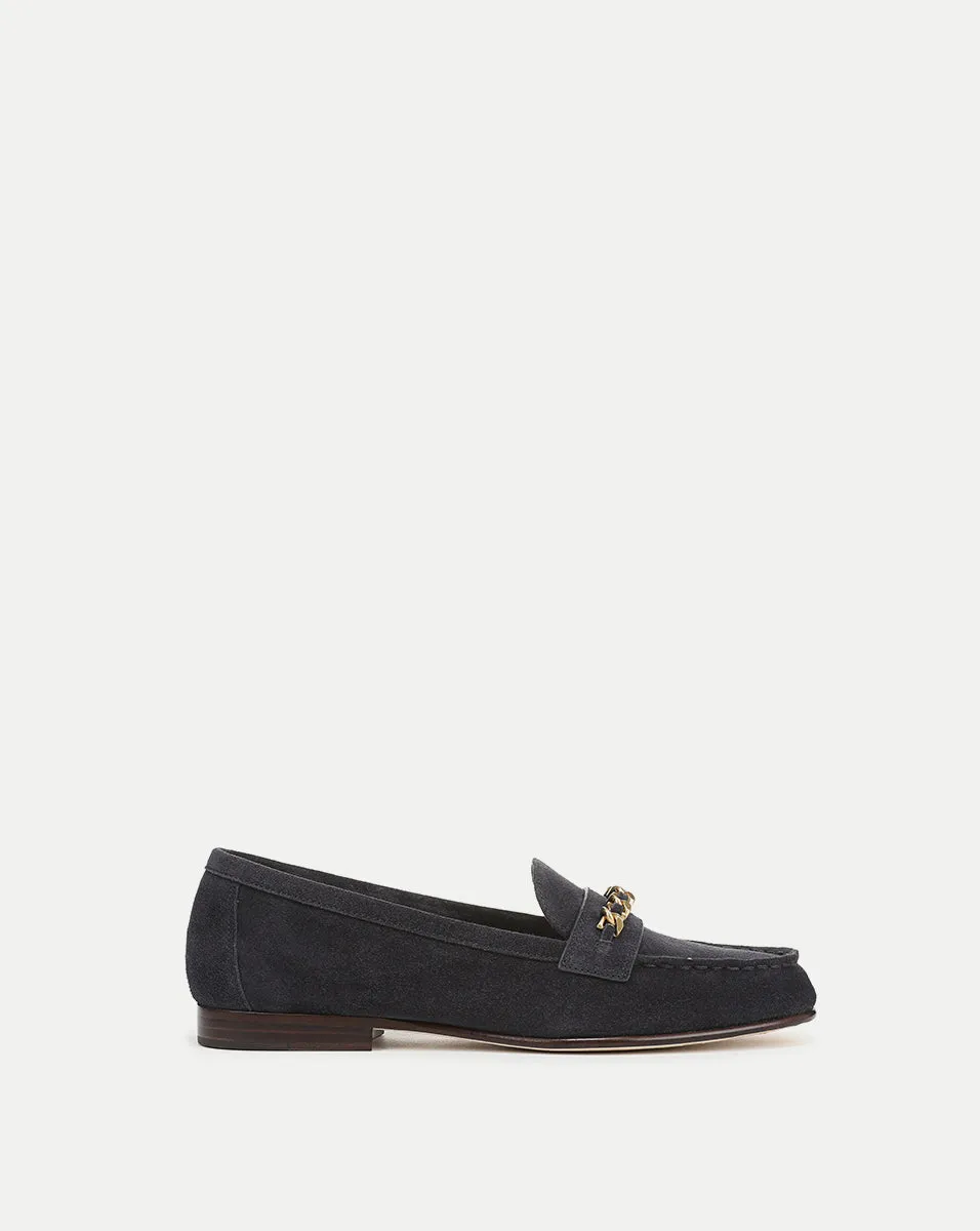 Penny Suede Chain-Link Loafer sold by Veronica Beard