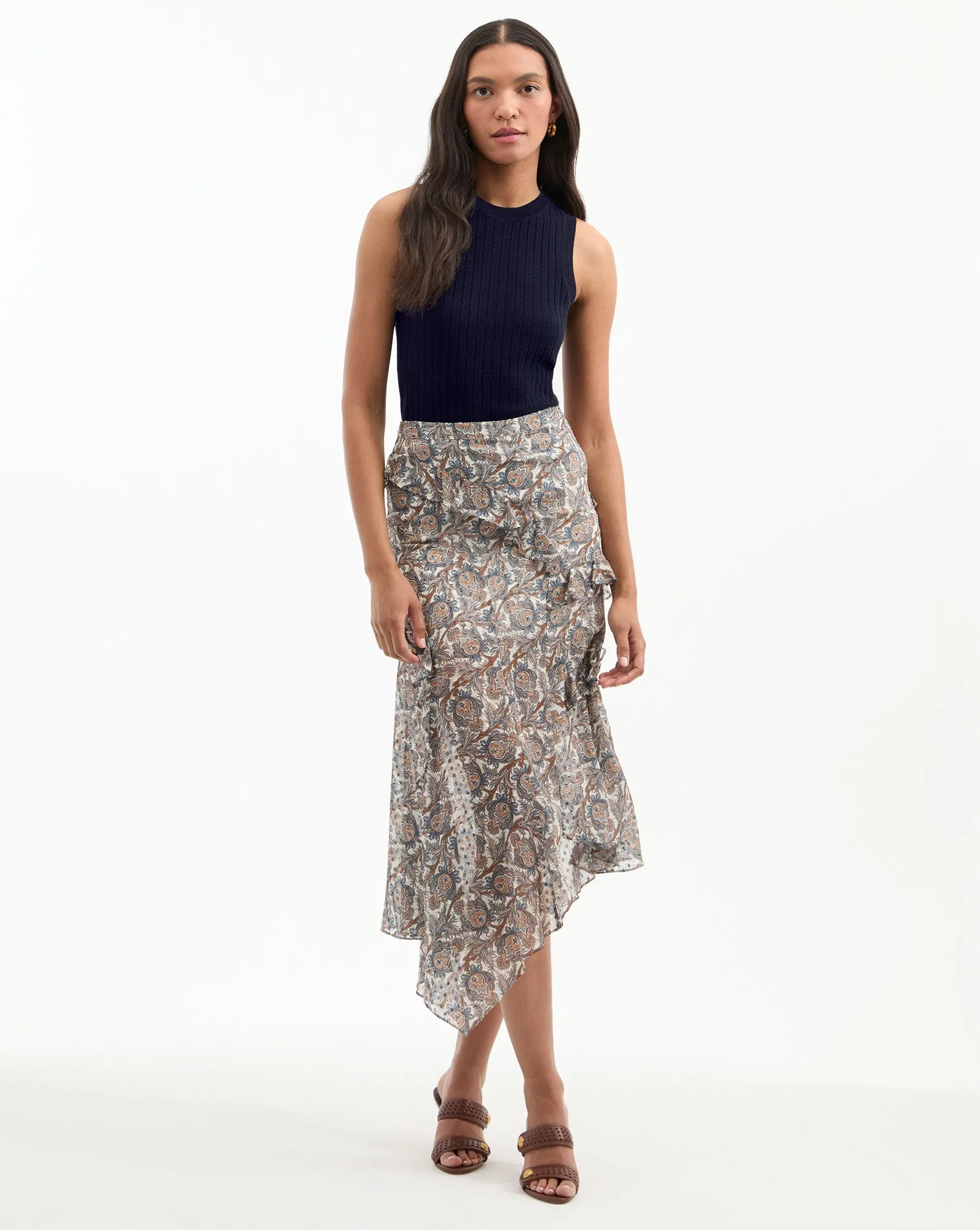 Eleonora Silk Midi Skirt sold by Veronica Beard