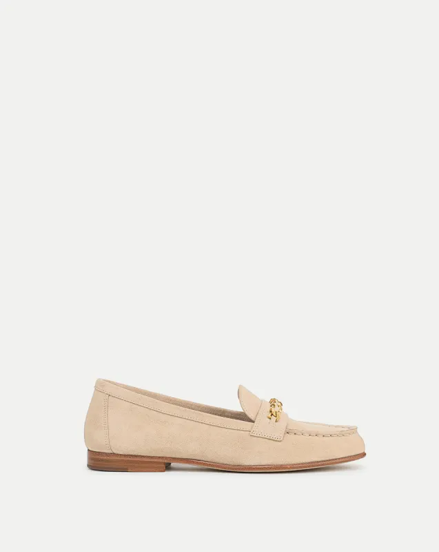 Penny Suede Chain-Link Loafer sold by Veronica Beard