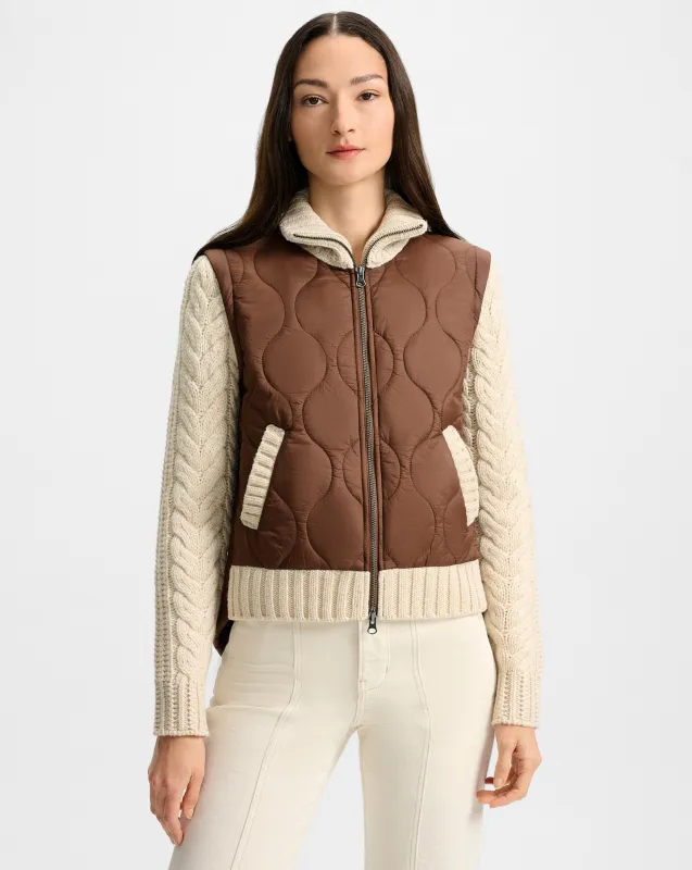 Patra Knit-Sleeve Quilted Jacket sold by Veronica Beard