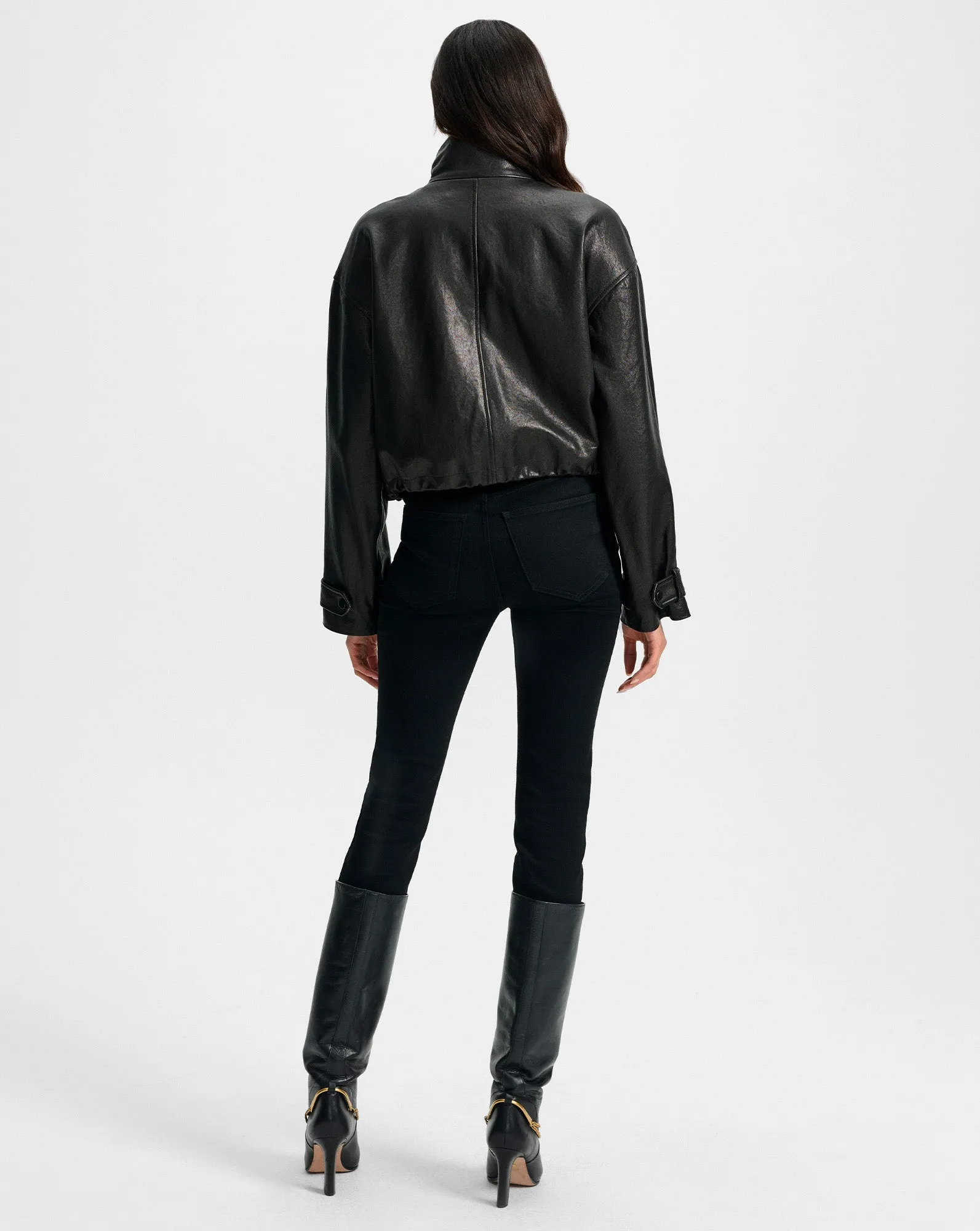 Bateman Cropped Leather Jacket sold by Veronica Beard product image thumbnail 4