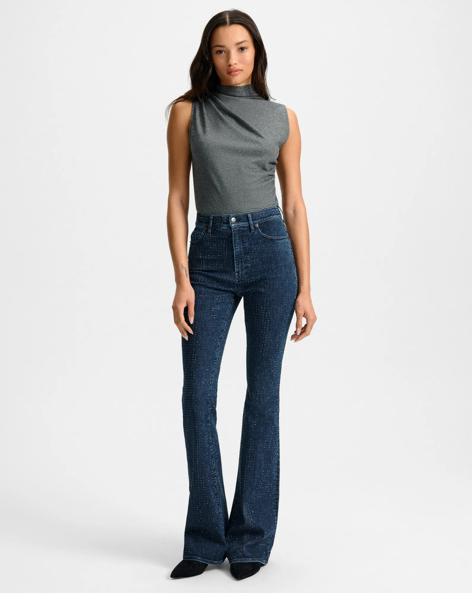 Beverly Rhinestone Skinny-Flare Jean sold by Veronica Beard