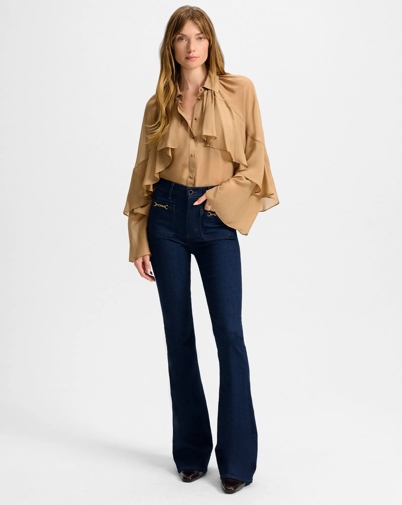 Demaris Ruffled Button-Down Blouse sold by Veronica Beard product image thumbnail 2