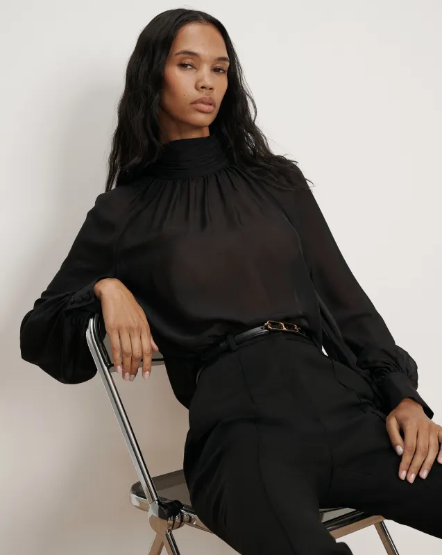Alyssa Silk Turtleneck Blouse sold by Veronica Beard