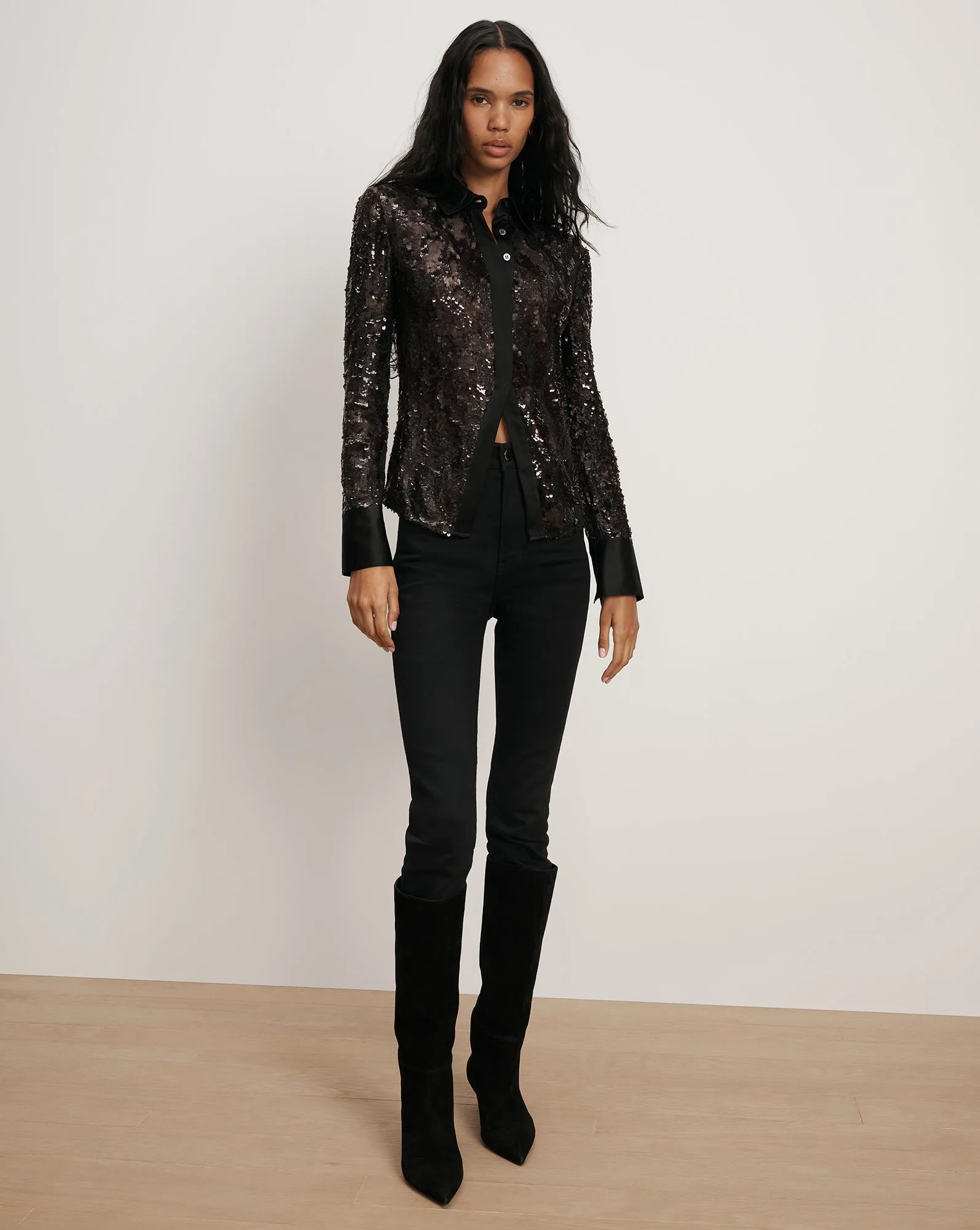 Matty Sequin Button-Down Shirt sold by Veronica Beard product image thumbnail 2