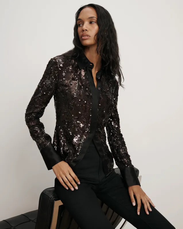 Matty Sequin Button-Down Shirt sold by Veronica Beard