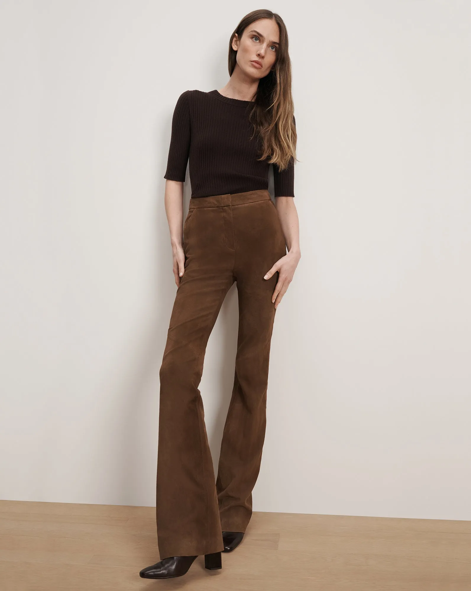 Gracie Suede Flare Pant sold by Veronica Beard