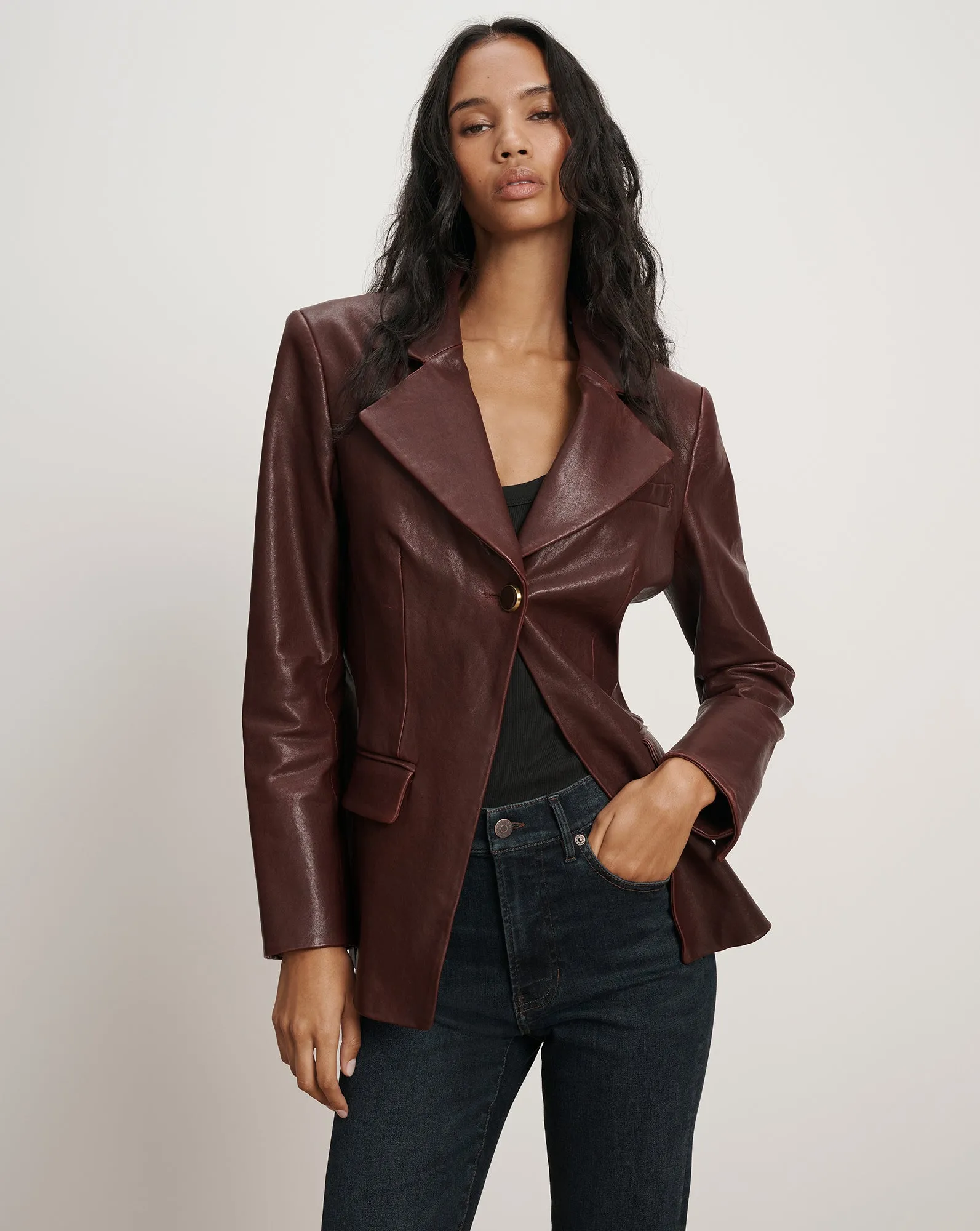 Kessler Leather Dickey Jacket sold by Veronica Beard