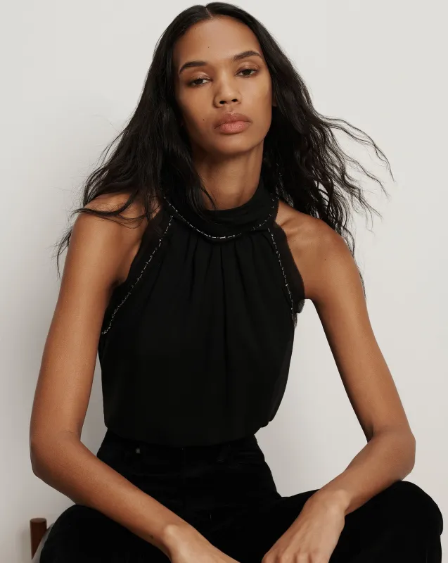 Tanisha Silk Halter Top sold by Veronica Beard