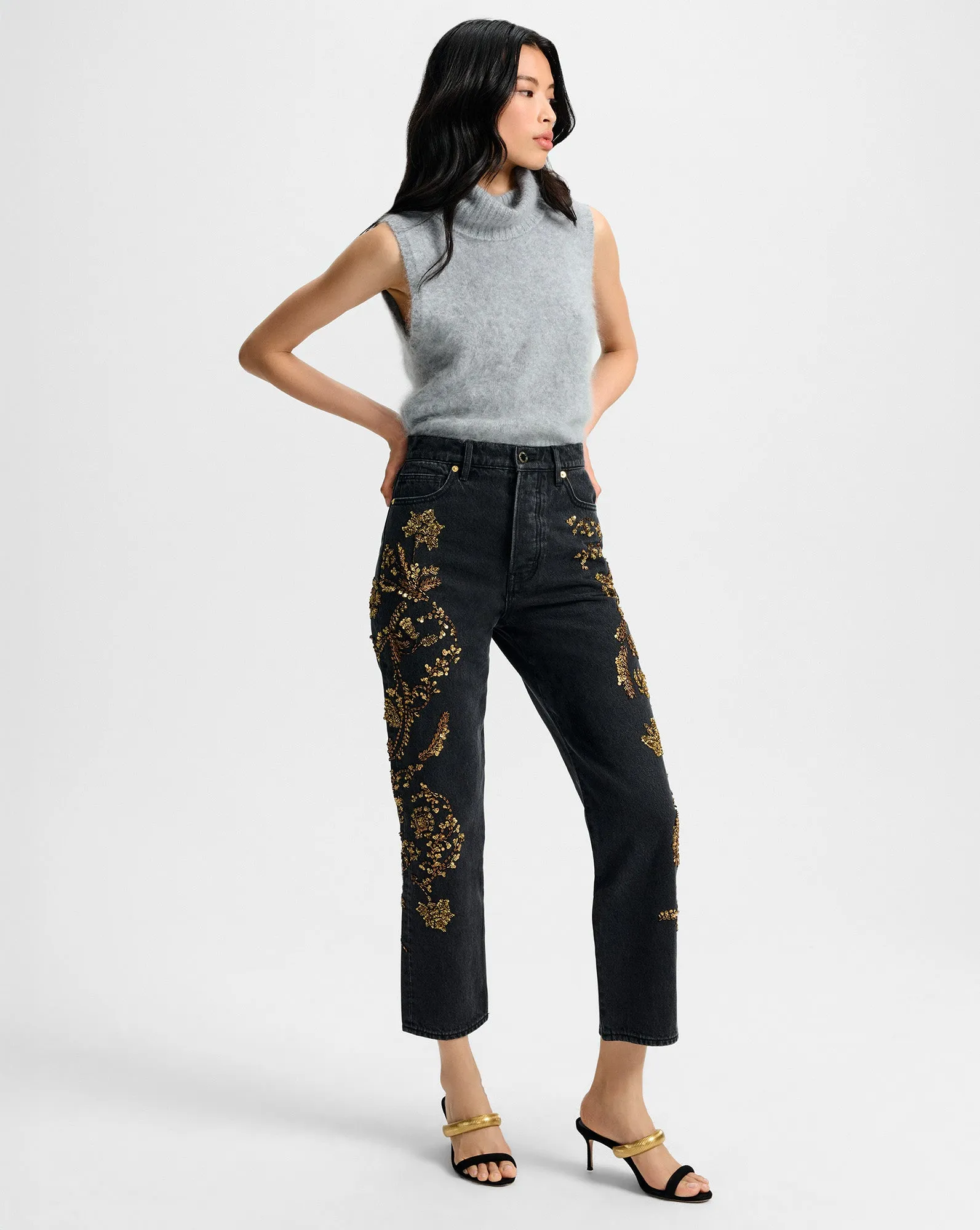 Daniela Embellished Straight-Leg Jean sold by Veronica Beard product image thumbnail 3