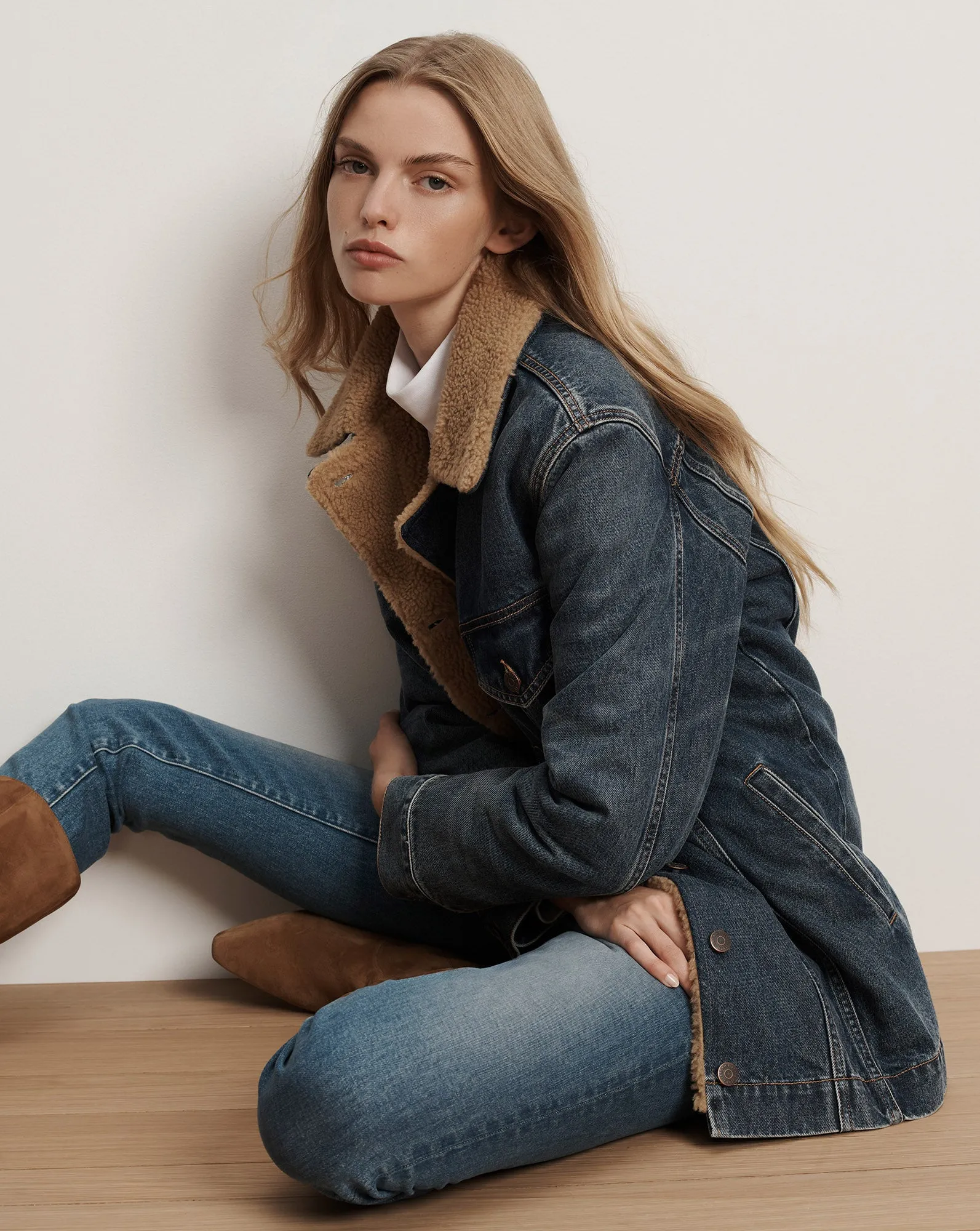Donna Sherpa Denim Jacket sold by Veronica Beard