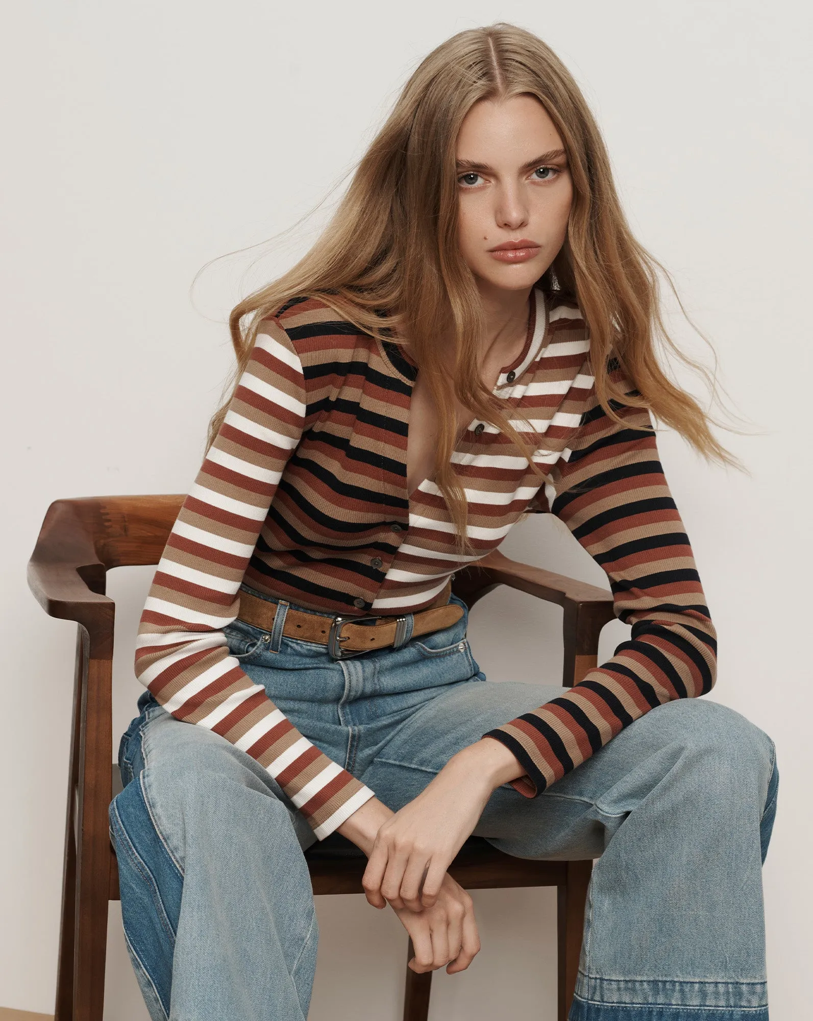 Dilia Striped Button-Down T-Shirt sold by Veronica Beard