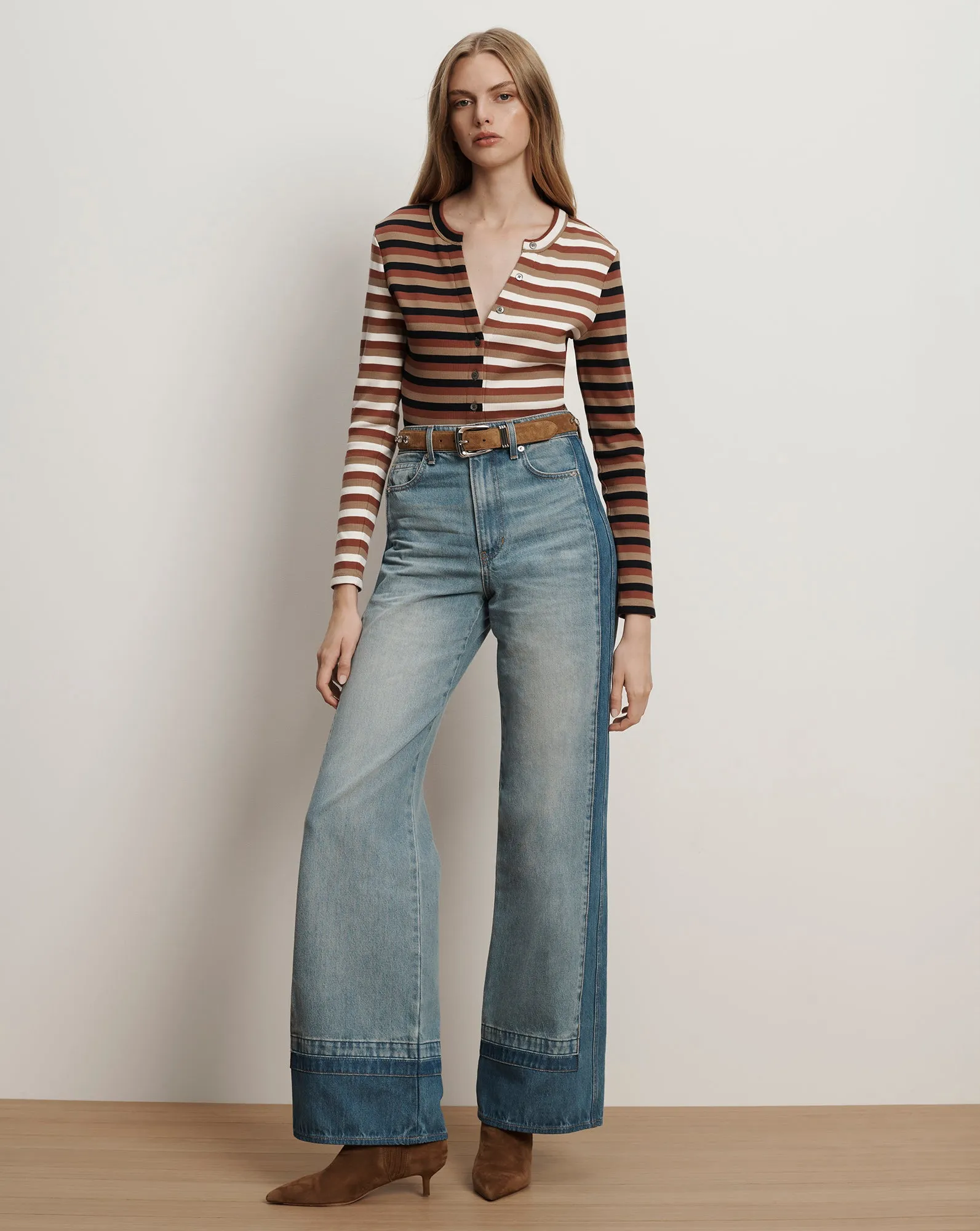 Dilia Striped Button-Down T-Shirt sold by Veronica Beard product image thumbnail 2