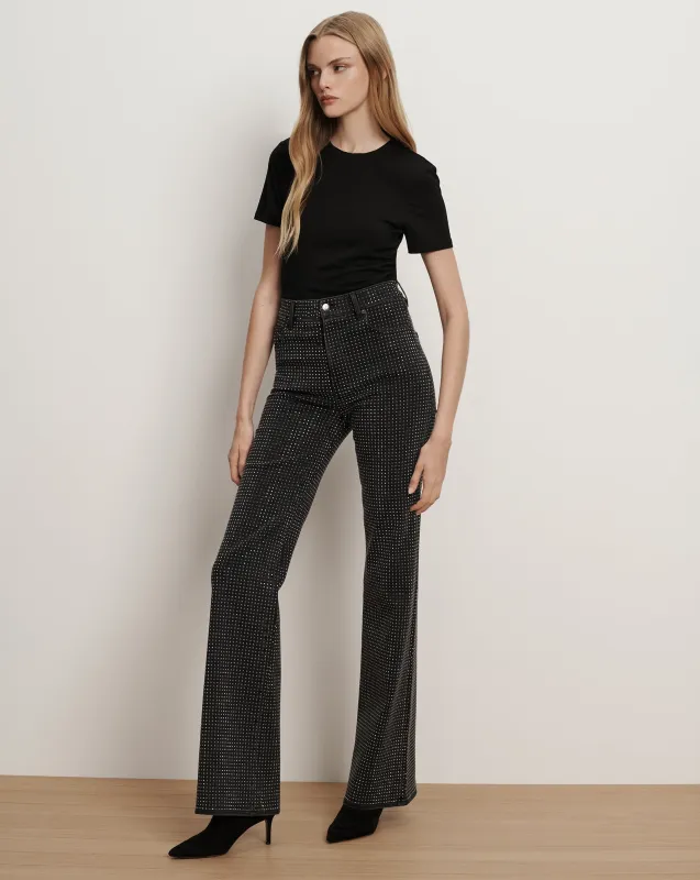 Crosbie Rhinestone Slim Wide-Leg Jean sold by Veronica Beard