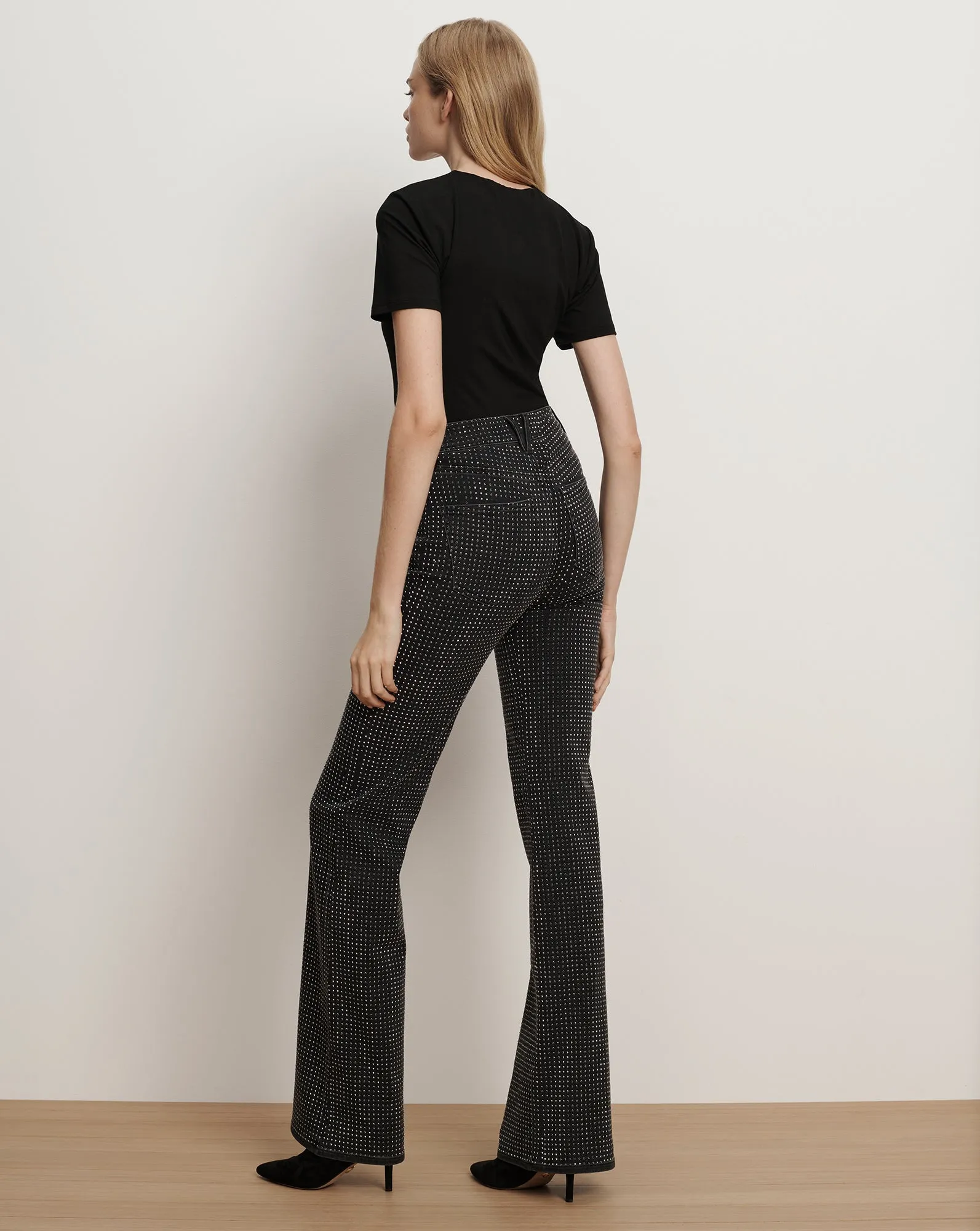 Crosbie Rhinestone Slim Wide-Leg Jean sold by Veronica Beard product image thumbnail 5