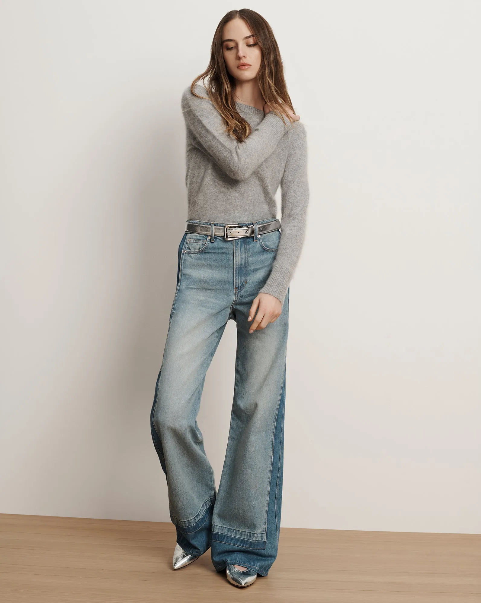 Taylor Color-Block Wide-Leg Jean sold by Veronica Beard