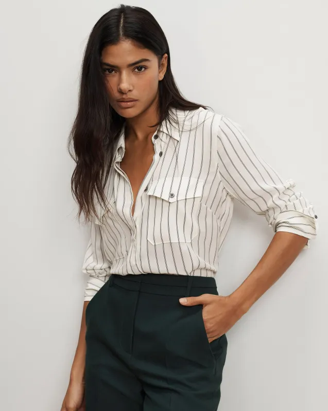 Saku Striped Button-Down Shirt sold by Veronica Beard
