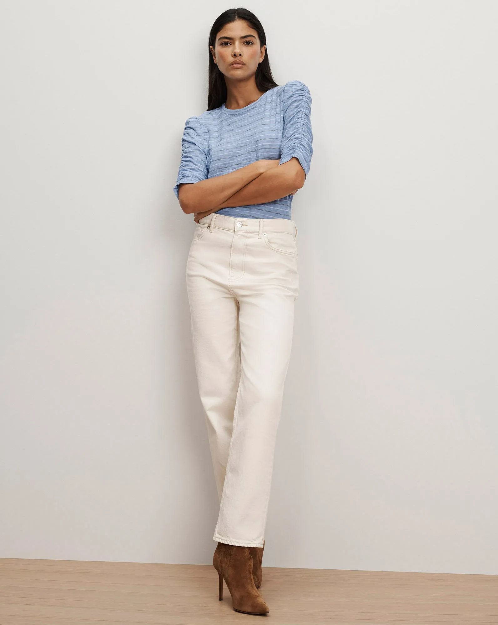 Waldorf Ruched-Sleeve T-Shirt sold by Veronica Beard product image thumbnail 2