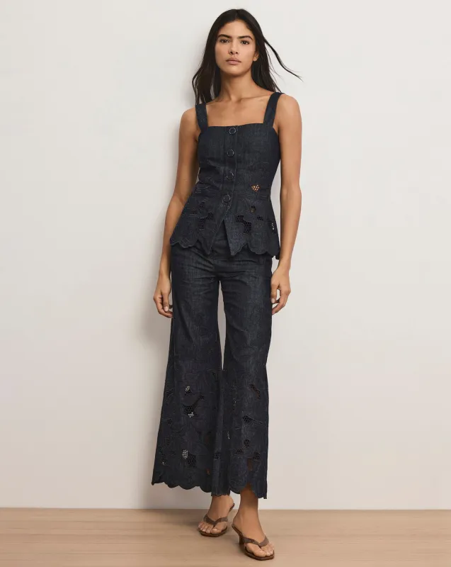 Osborne Wide-Leg Eyelet Pant sold by Veronica Beard