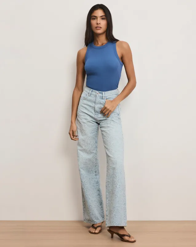 Taylor Embroidered Wide-Leg Jean sold by Veronica Beard