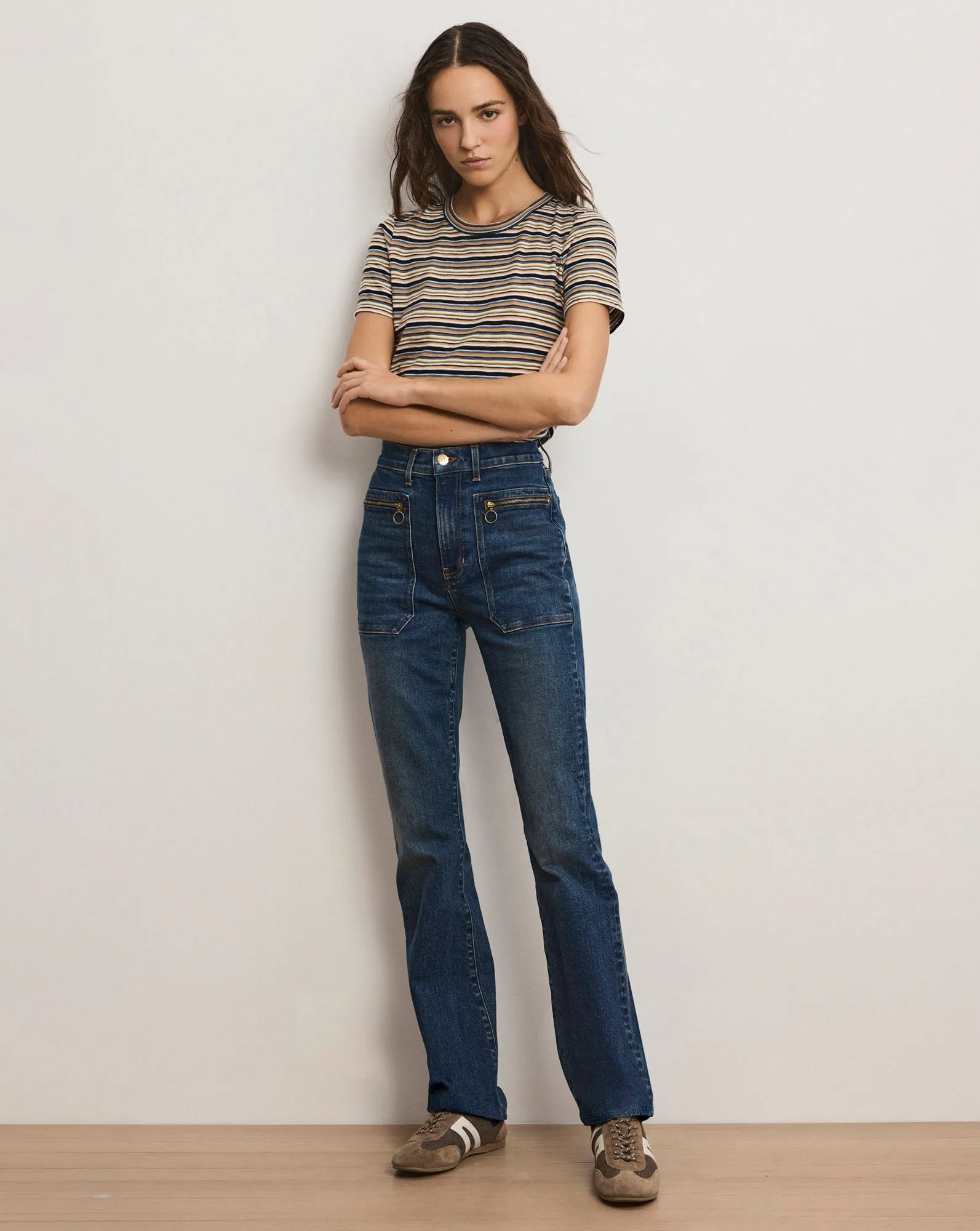 Beverly Patch-Pocket Skinny-Flare Jean sold by Veronica Beard