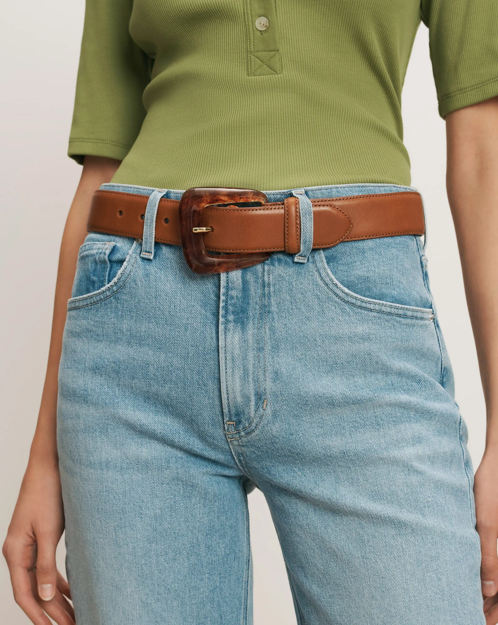 Arch Resin-Buckle Leather Belt sold by Veronica Beard product image thumbnail 2