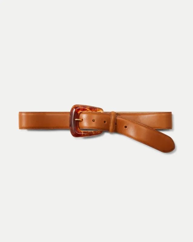 Arch Resin-Buckle Leather Belt sold by Veronica Beard