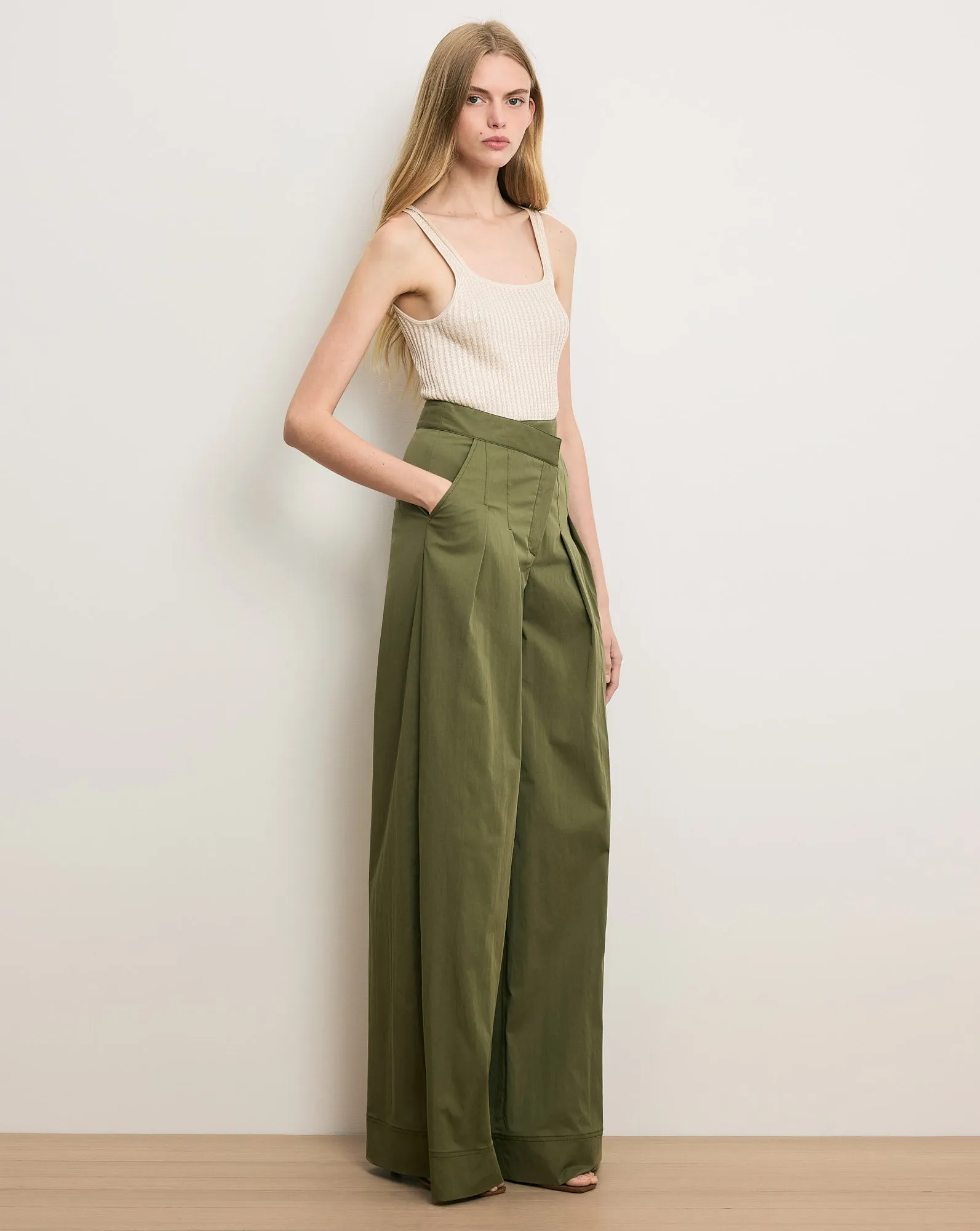 Heron Crossover Waistband Pant sold by Veronica Beard