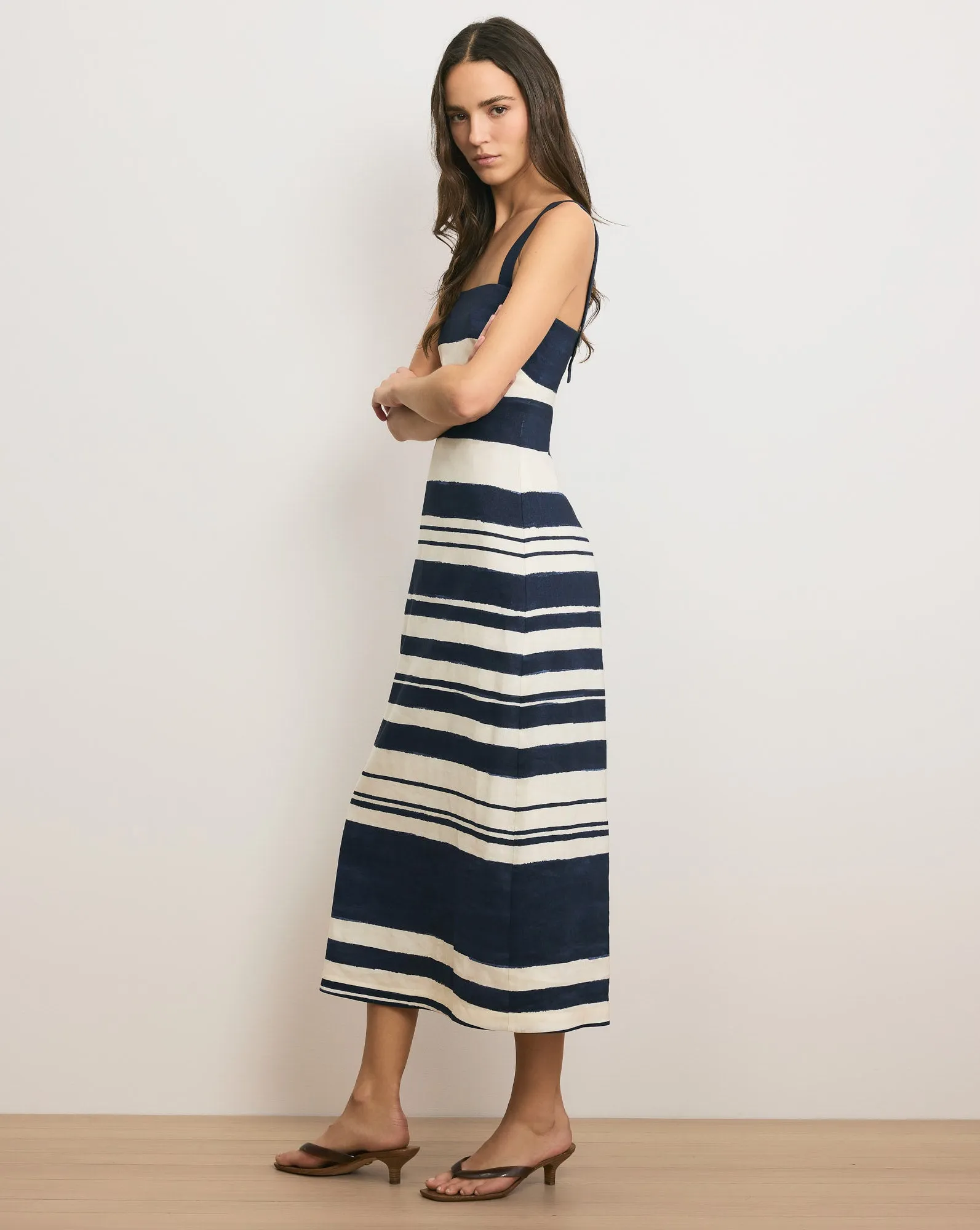 Ella Striped Linen Midi Dress sold by Veronica Beard product image thumbnail 2