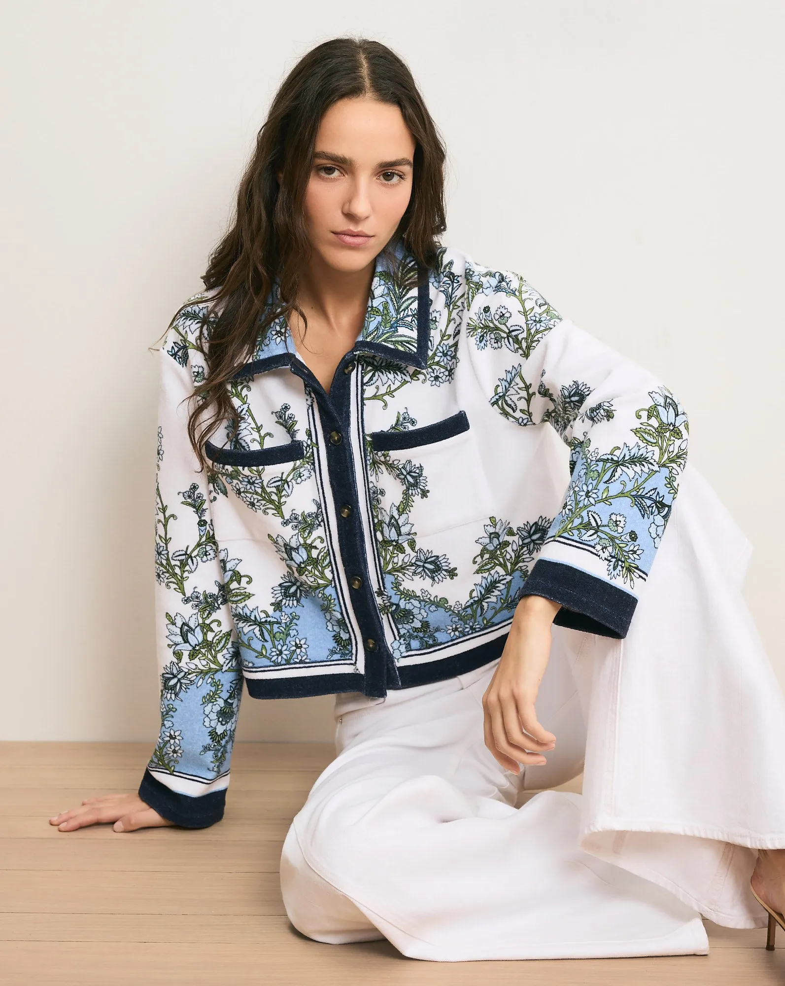 Novelle Terry Button-Down Shirt sold by Veronica Beard