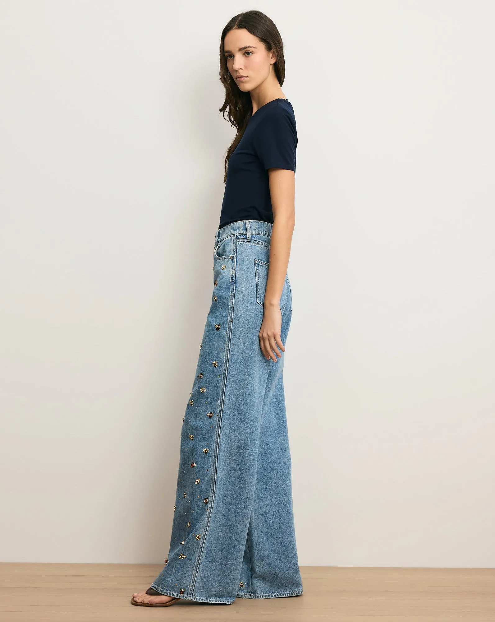 Kasey Embellished Wide-Leg Jean sold by Veronica Beard product image thumbnail 4