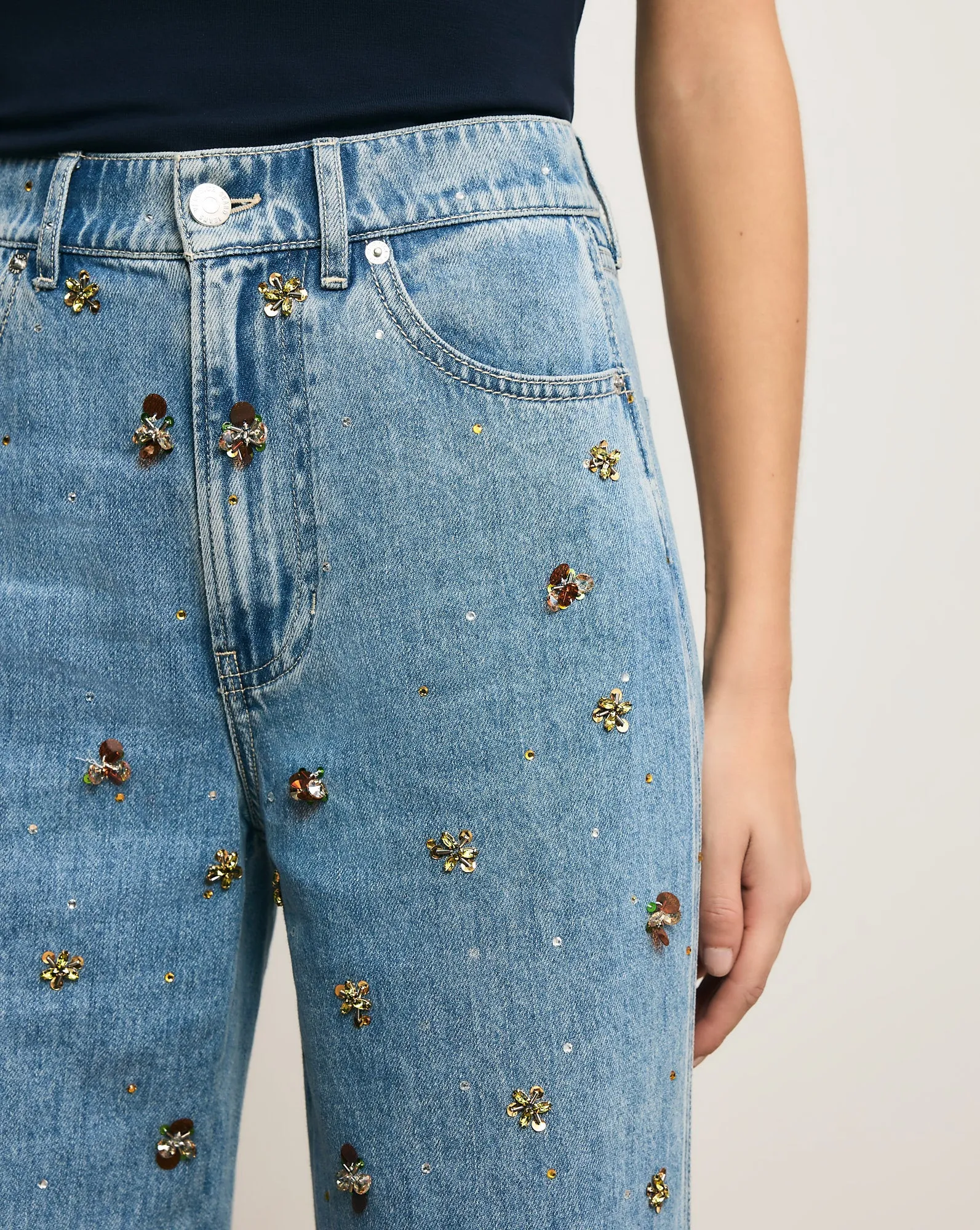 Kasey Embellished Wide-Leg Jean sold by Veronica Beard product image thumbnail 5