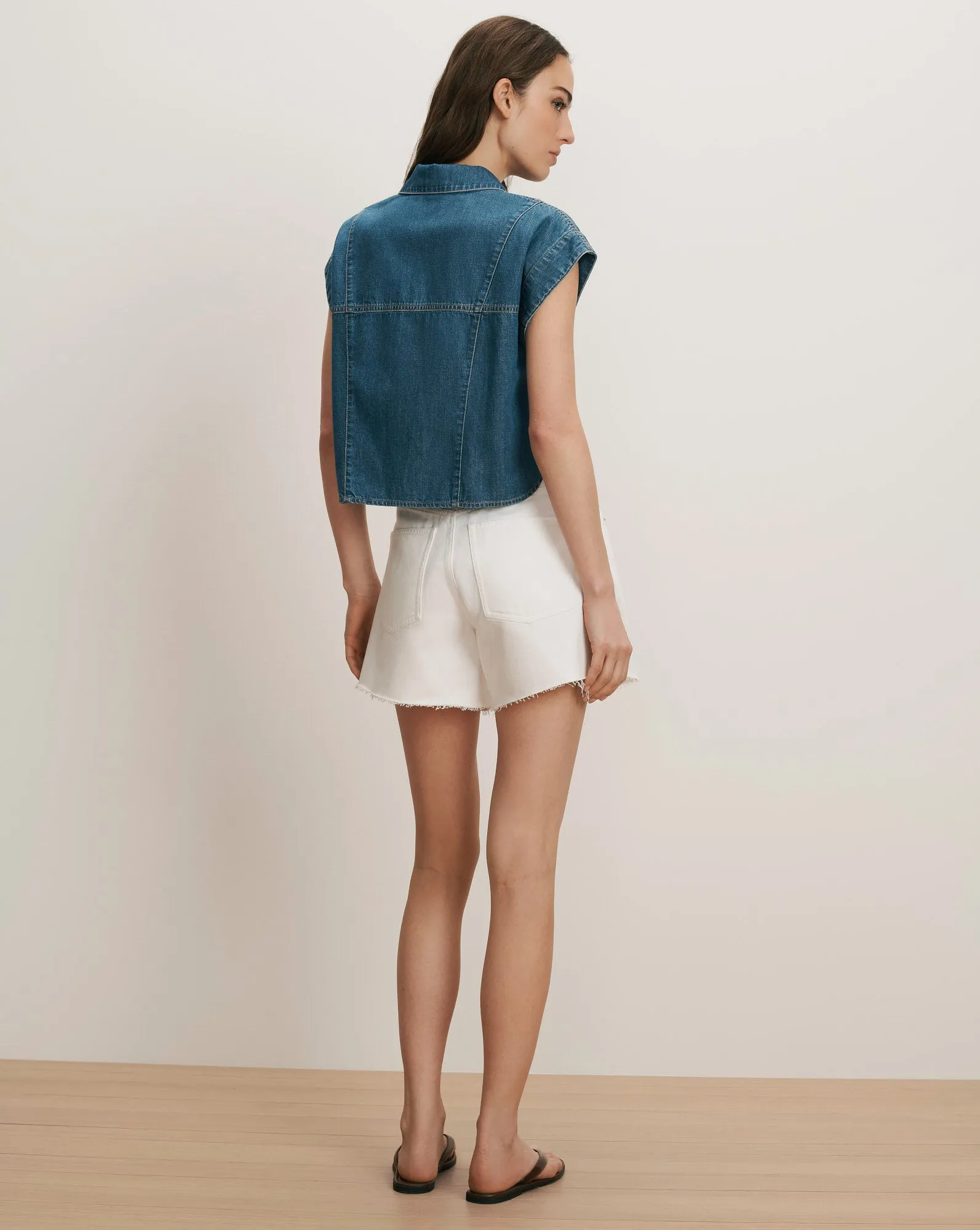 Nestor Chambray Button-Down Shirt sold by Veronica Beard product image thumbnail 4