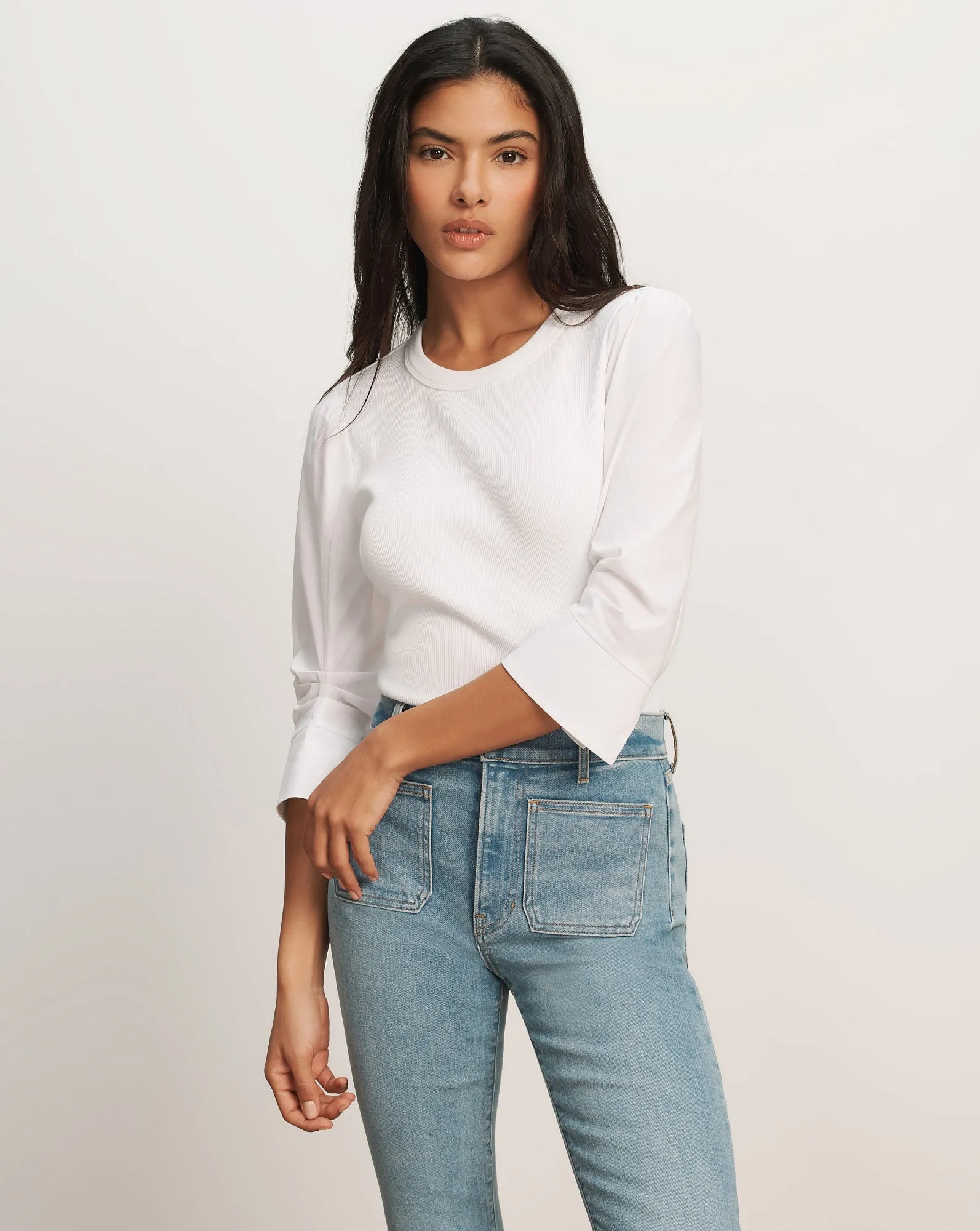 Junia Mixed-Media T-Shirt sold by Veronica Beard