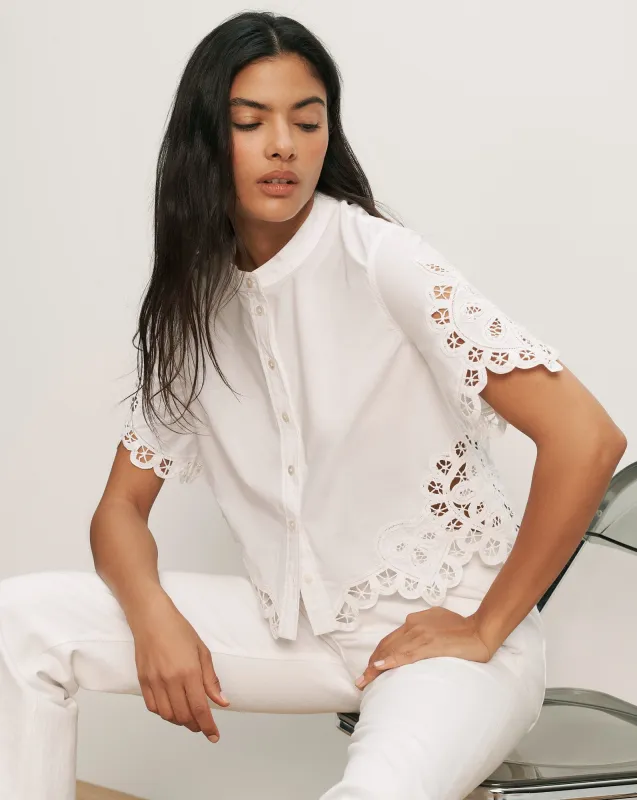 Aleck Lace Button-Down Shirt sold by Veronica Beard